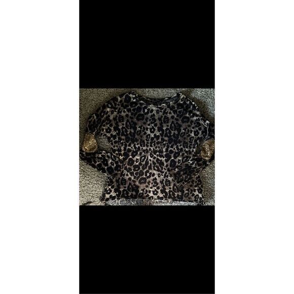Signature studio animal, print sweater tunic with sparkly beaded elbows, XL  - Picture 11 of 12